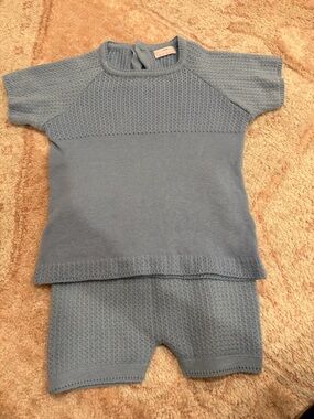 Unbranded Light Blue Knit Kids Matching Set - Short Sleeve Top & Shorts